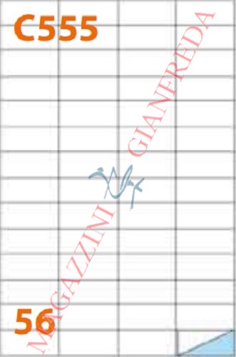 MARKIN C555 ETICHETTE MM 52,5X21,17 AUTOADESIVE PERMANENTI SENZA MARGINE. 100 FOGLI A4 DA 56 ETICHETTE